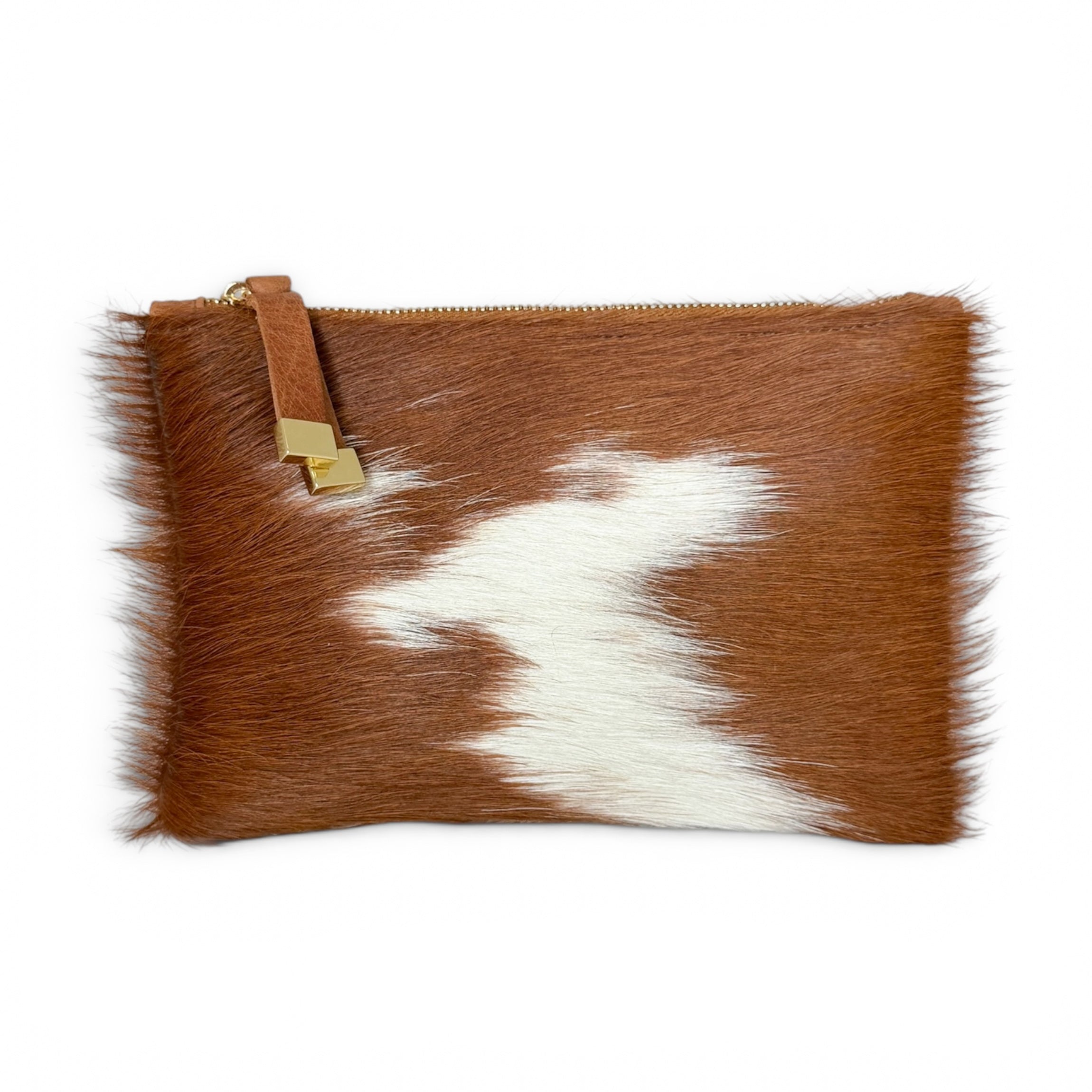 TIP POUCH | TAN and WHITE CALF HAIR - K.Slade