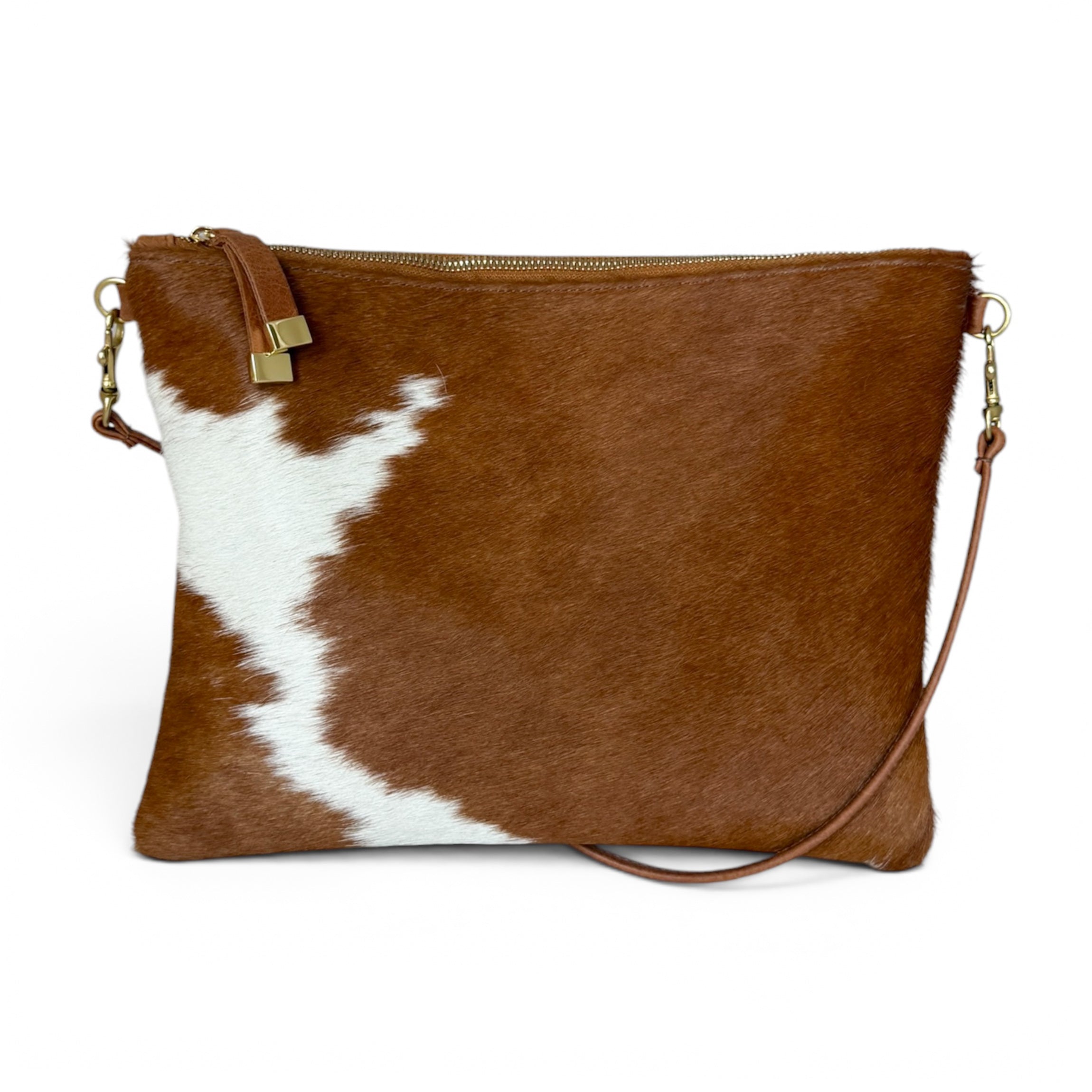 MADISON CROSSBODY | TAN and WHITE CALF HAIR