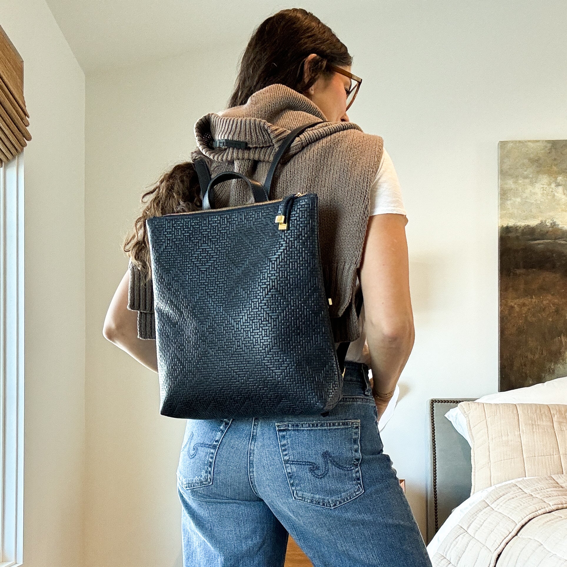 FRANNY BACKPACK | NAVY WOVEN ARGYLE - K.Slade