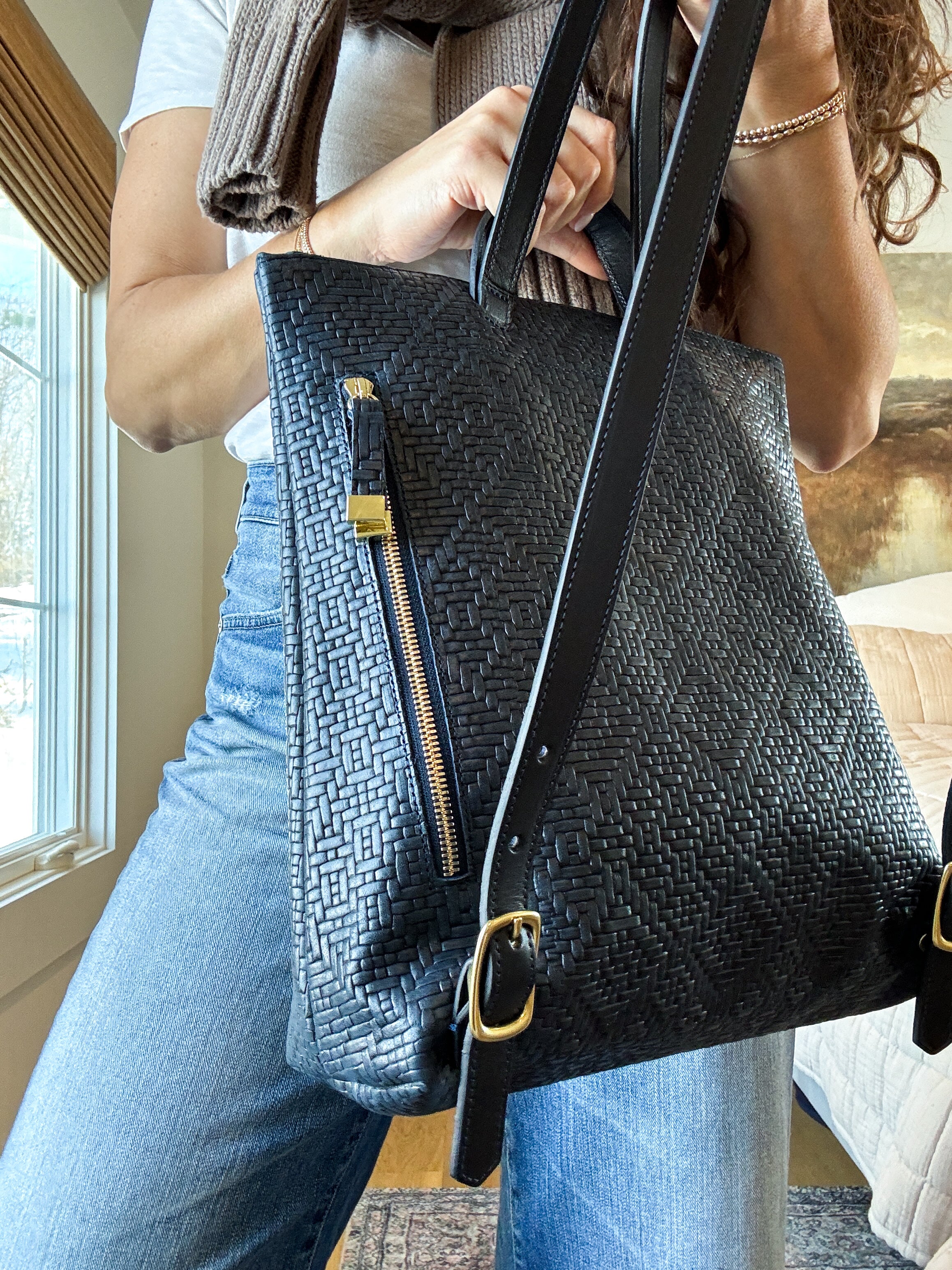 FRANNY BACKPACK | NAVY WOVEN ARGYLE - K.Slade