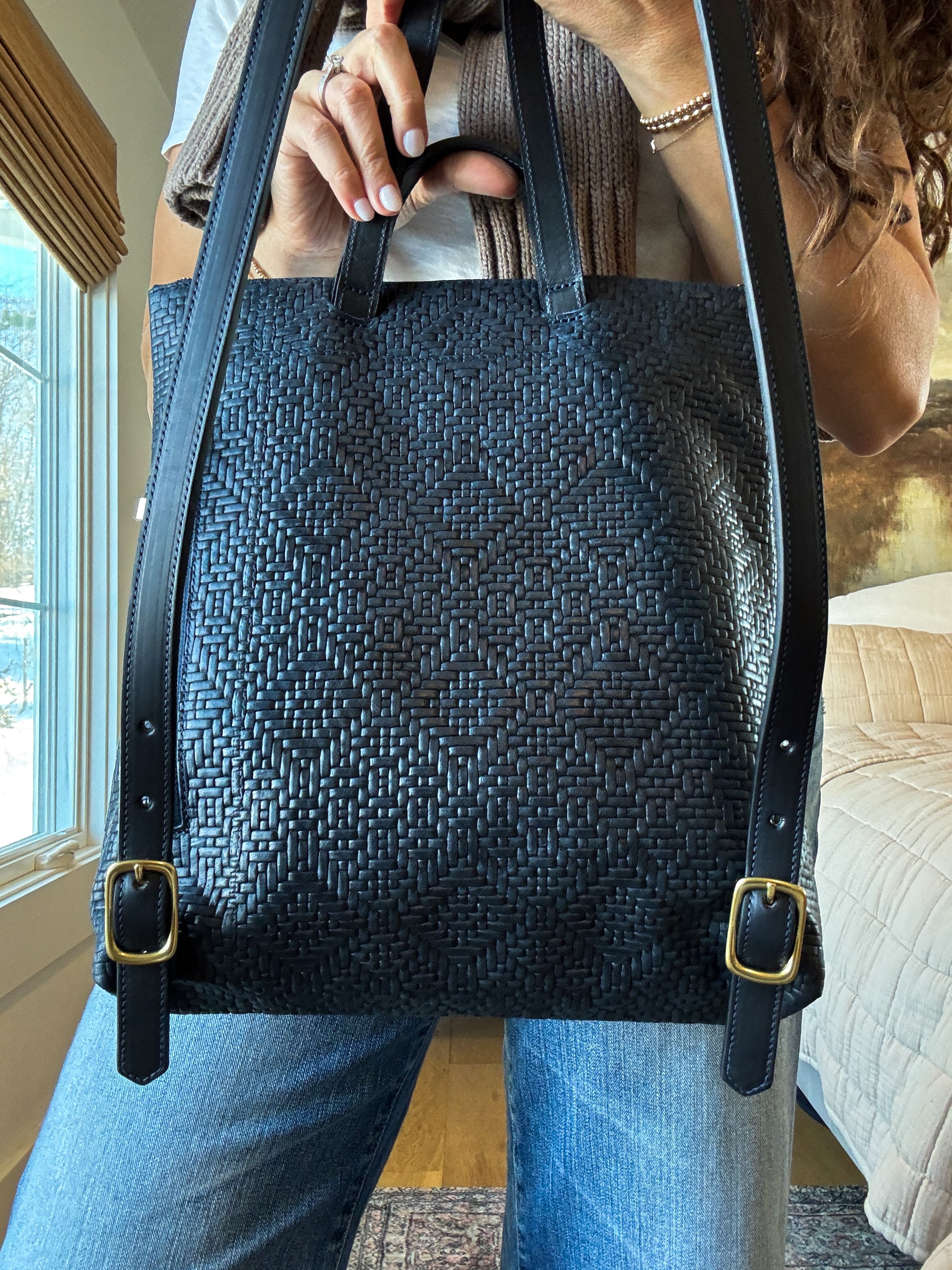 FRANNY BACKPACK | NAVY WOVEN ARGYLE - K.Slade