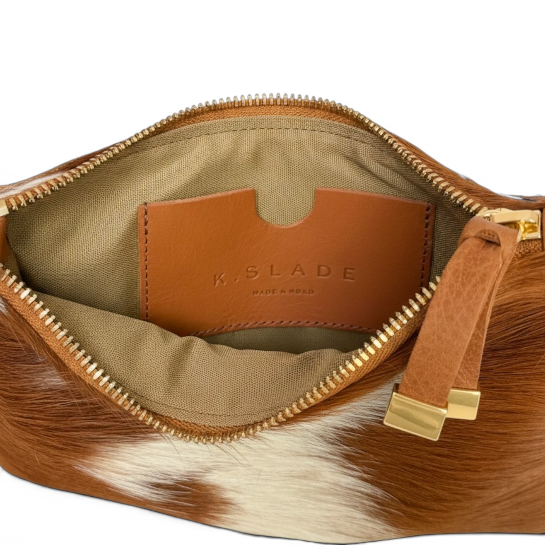 TIP POUCH | TAN and WHITE CALF HAIR - K.Slade