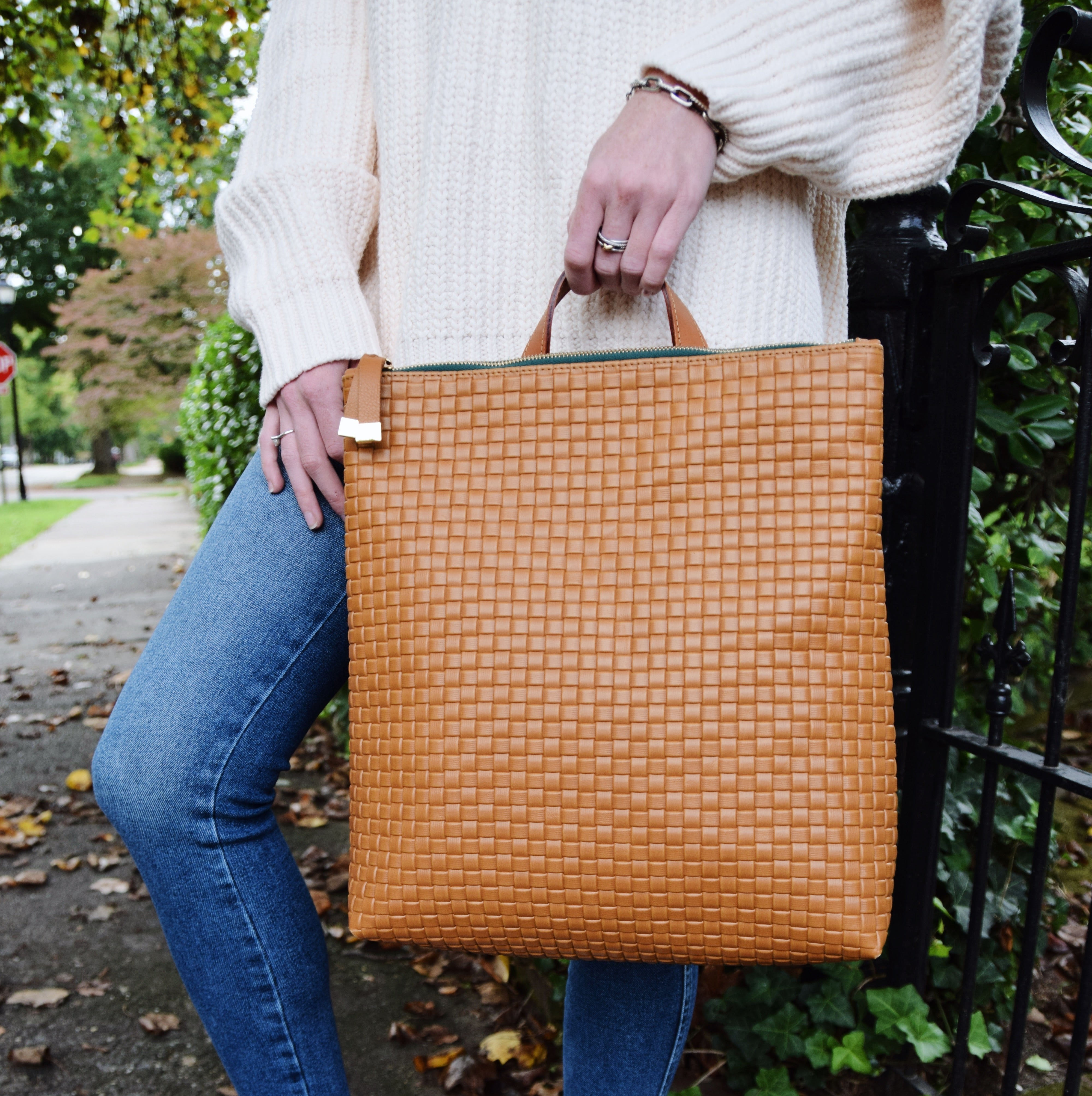 FRANNY BACKPACK | TAN WEAVE/ MOSS ZIPPER - K.Slade