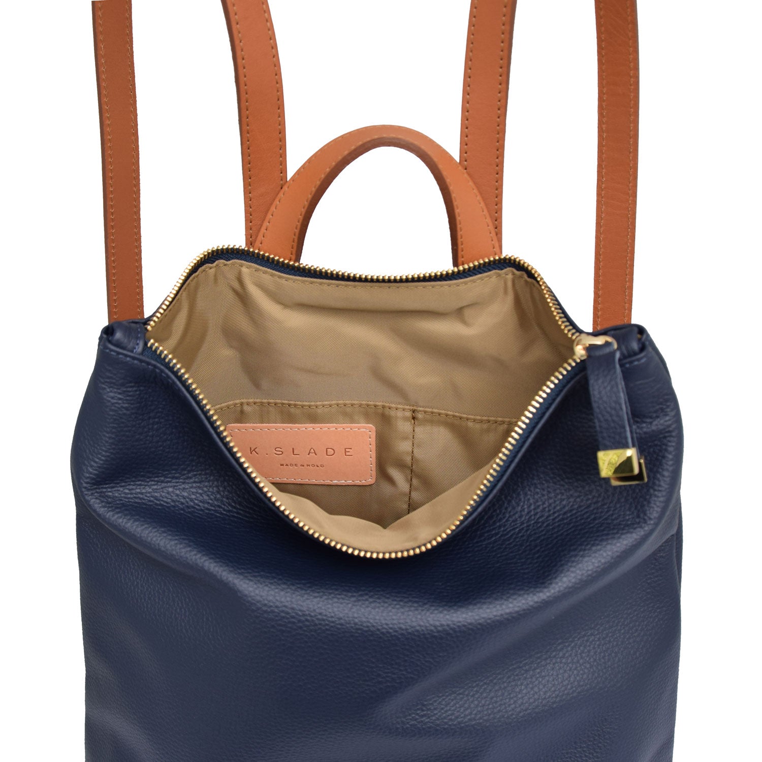 FRANNY BACKPACK | NAVY WITH TAN STRAPS - K.Slade