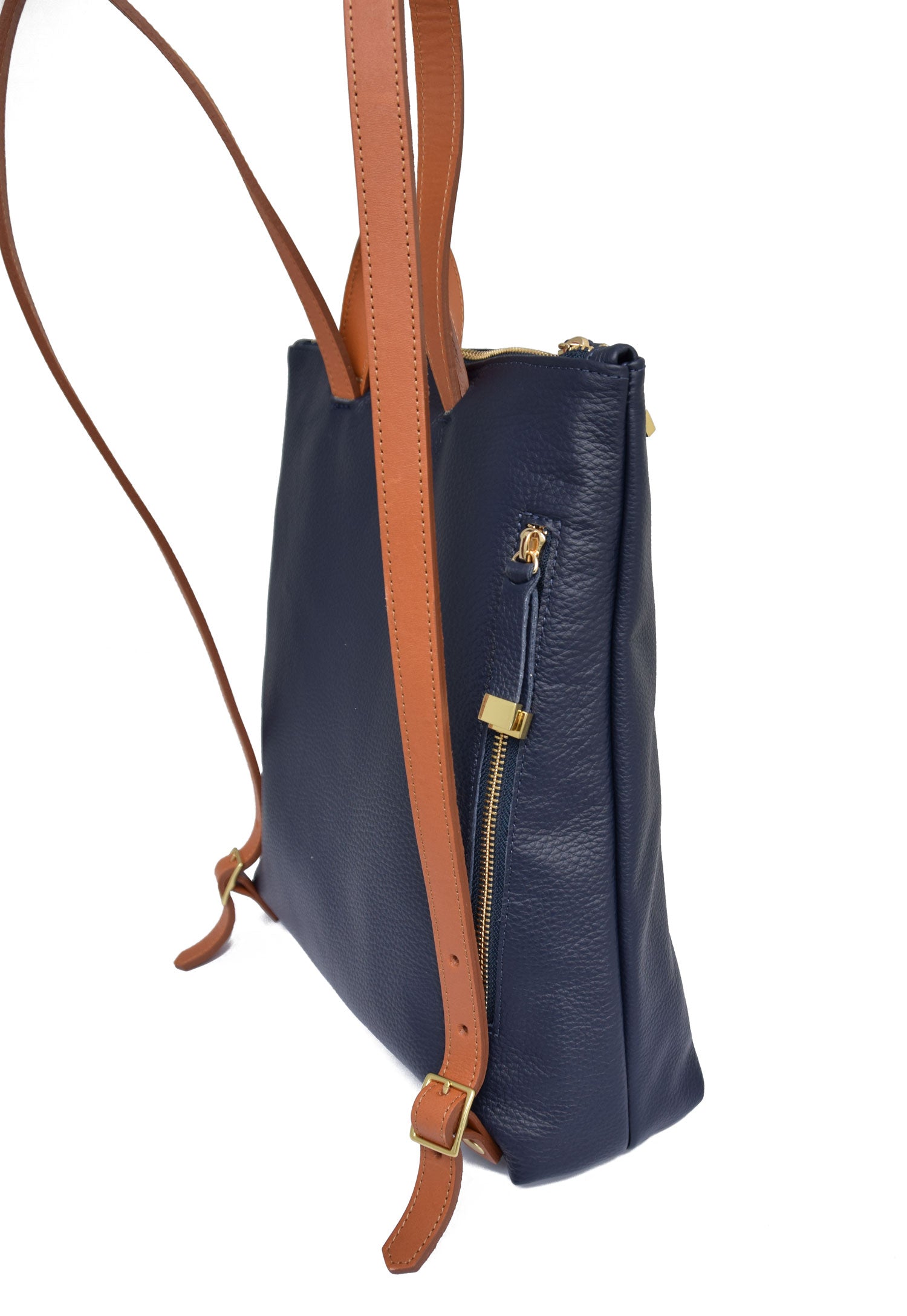 FRANNY BACKPACK | NAVY WITH TAN STRAPS - K.Slade