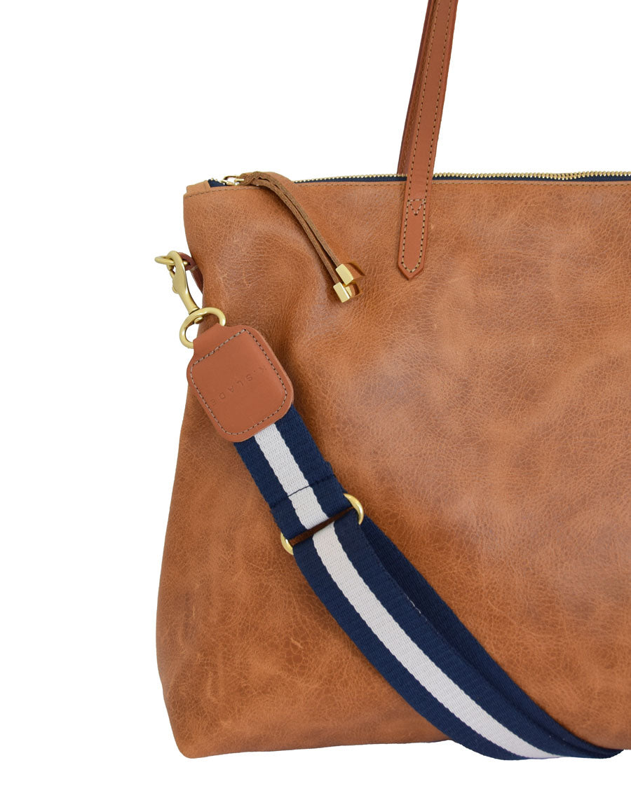 ADJUSTABLE WEBBED STRAP | NAVY STRIPE WITH TAN - K.Slade
