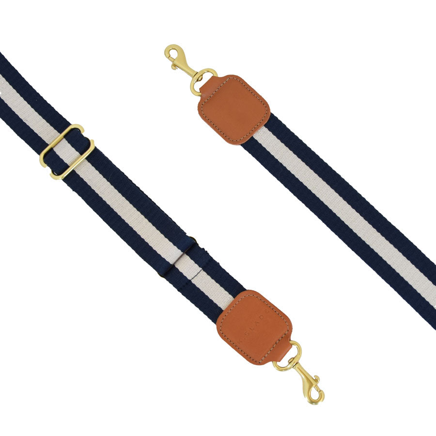 ADJUSTABLE WEBBED STRAP | NAVY STRIPE WITH TAN - K.Slade