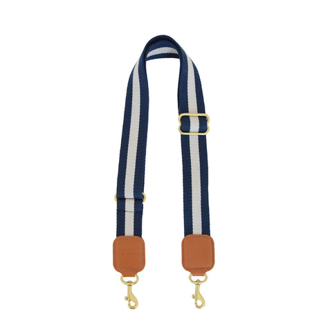 ADJUSTABLE WEBBED STRAP | NAVY STRIPE WITH TAN