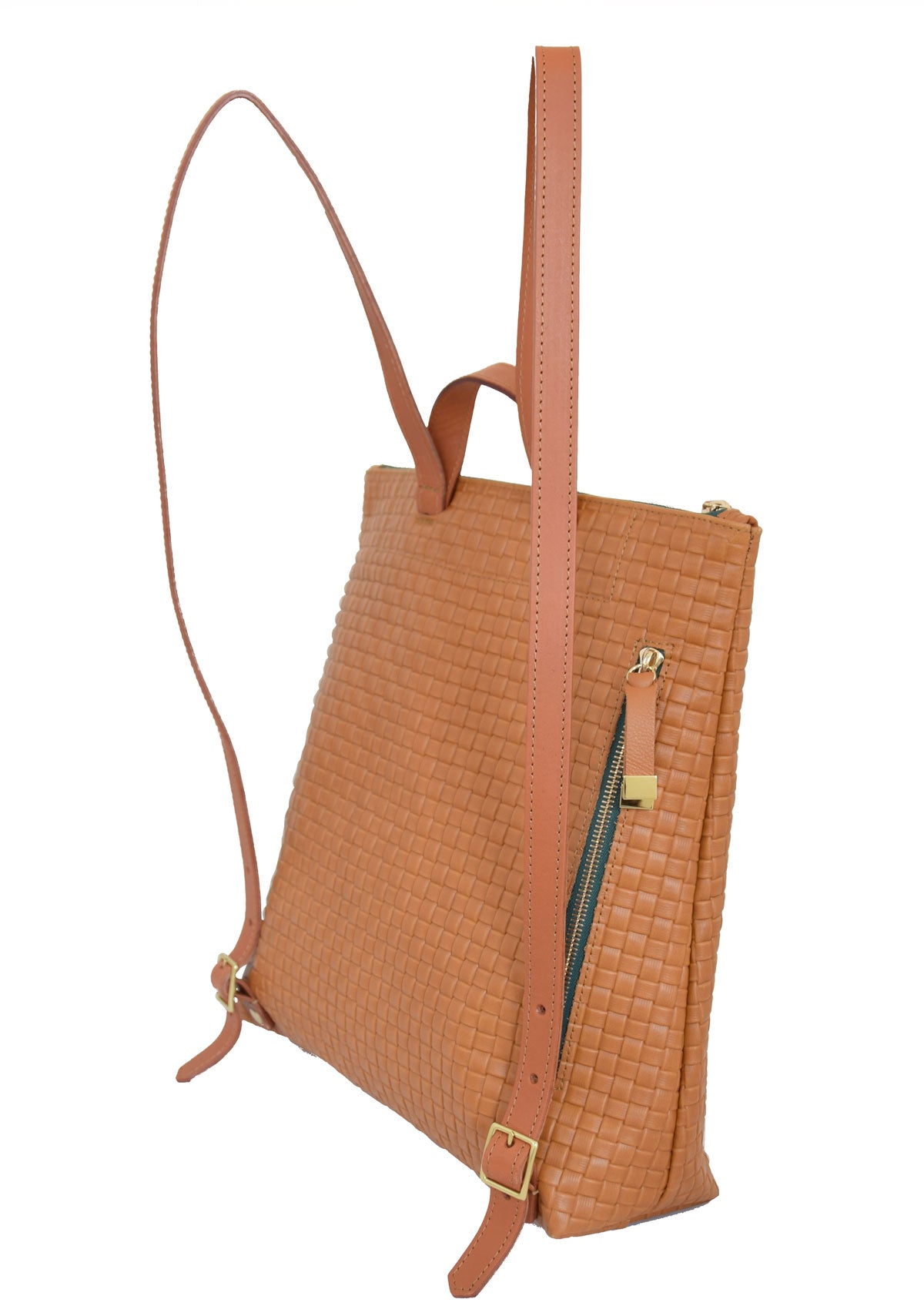FRANNY BACKPACK | TAN WEAVE/ MOSS ZIPPER - K.Slade