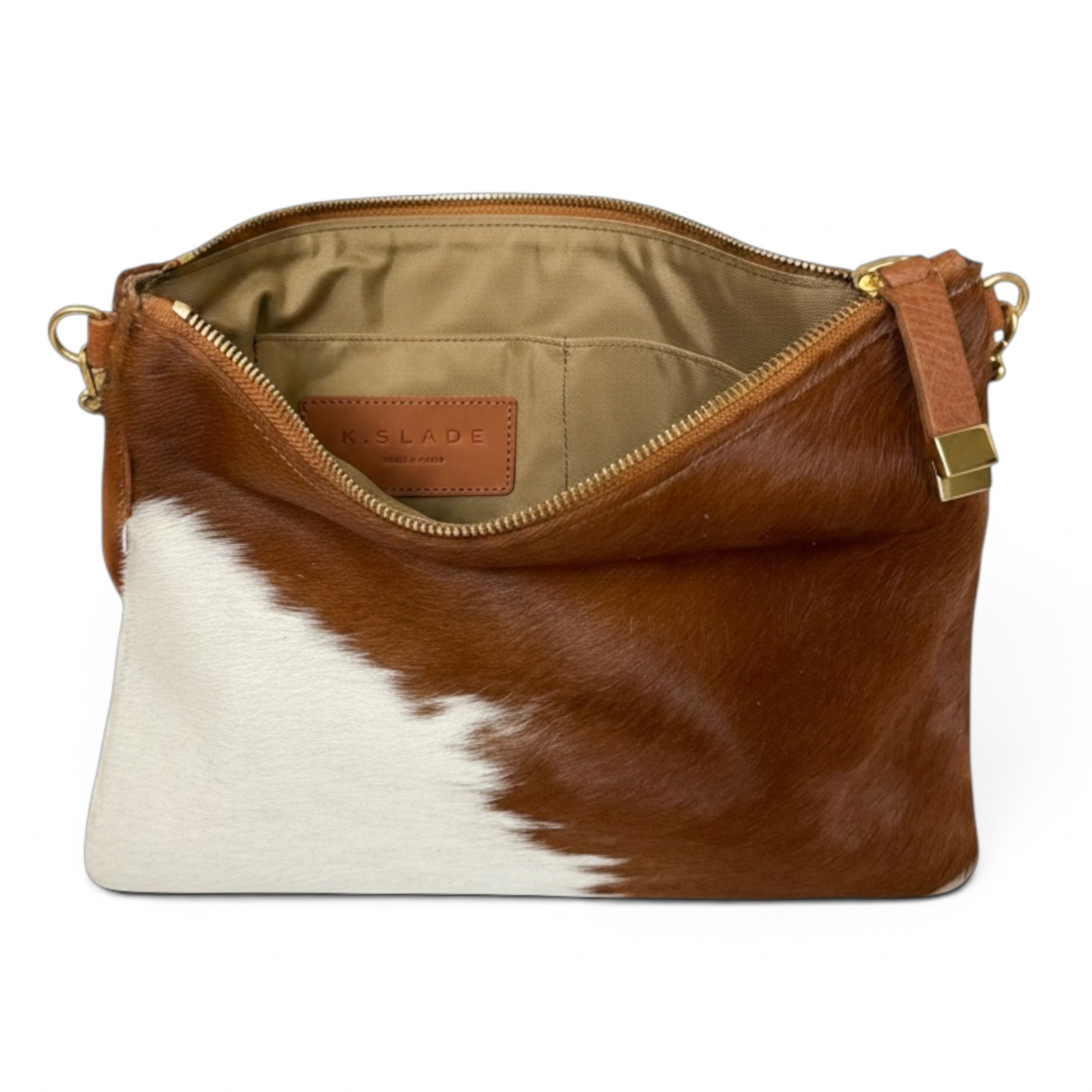 MADISON CROSSBODY | TAN and WHITE CALF HAIR - K.Slade