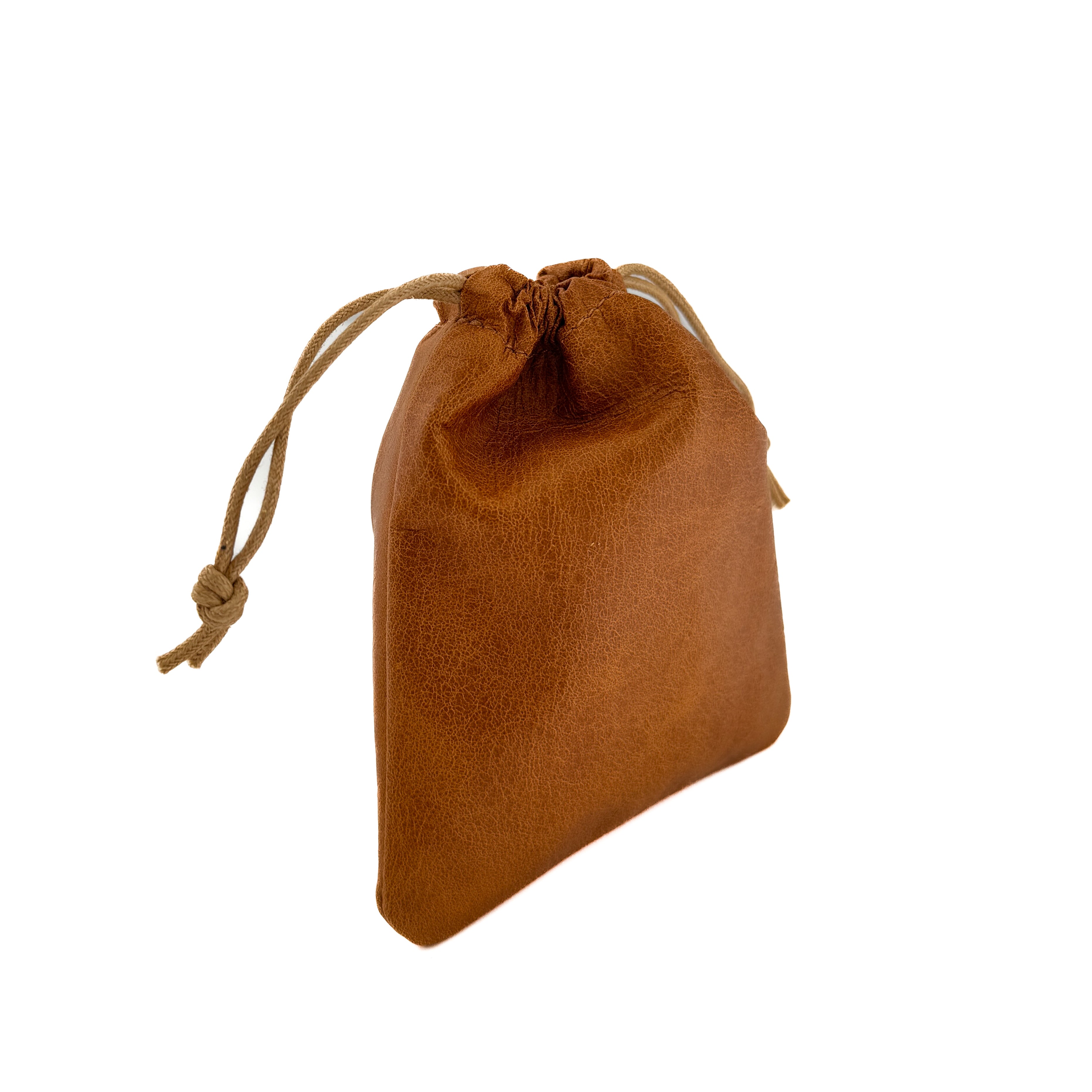 Flat Drawstring Pouch in Saddle Leather | K.Slade