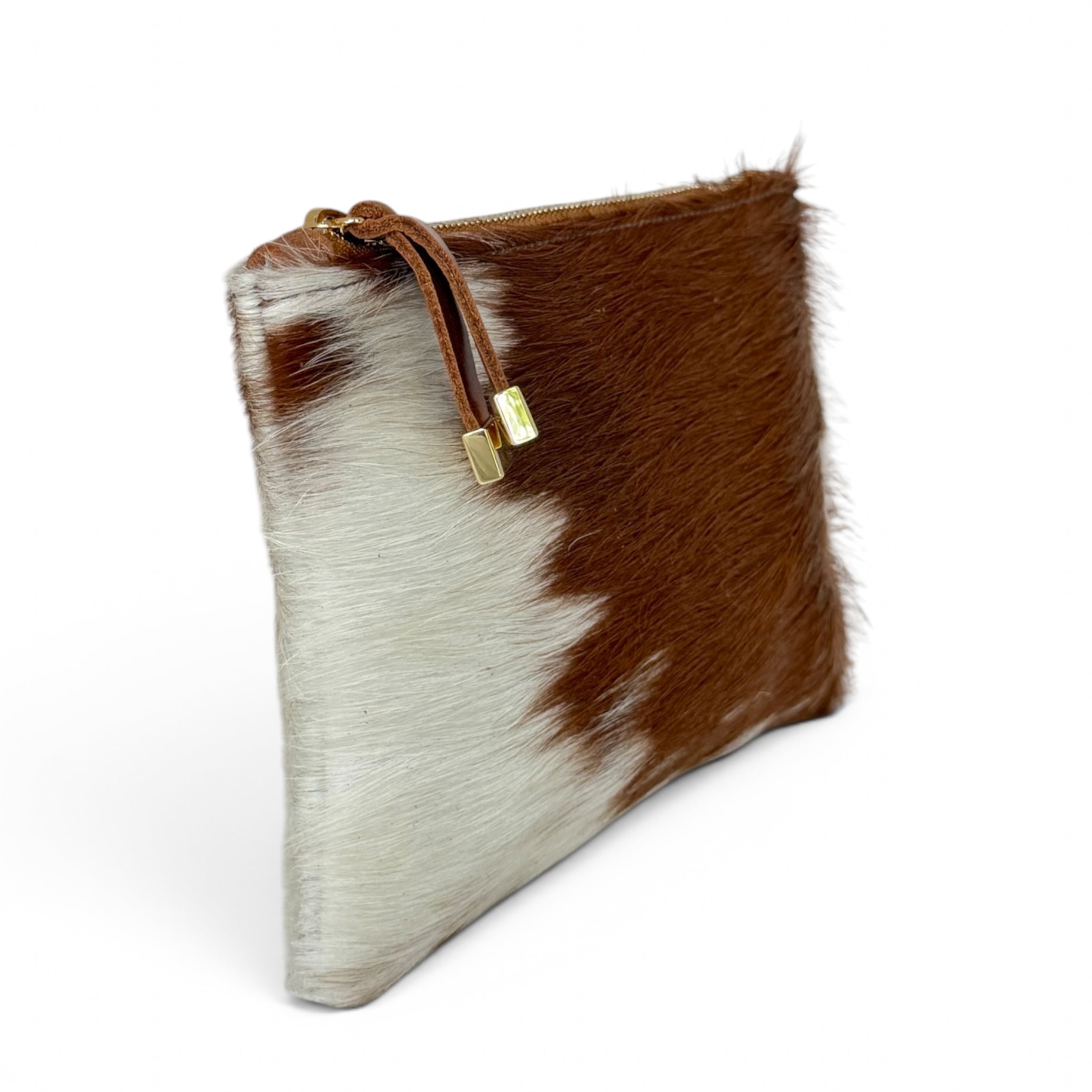 TIP POUCH | TAN and WHITE CALF HAIR - K.Slade