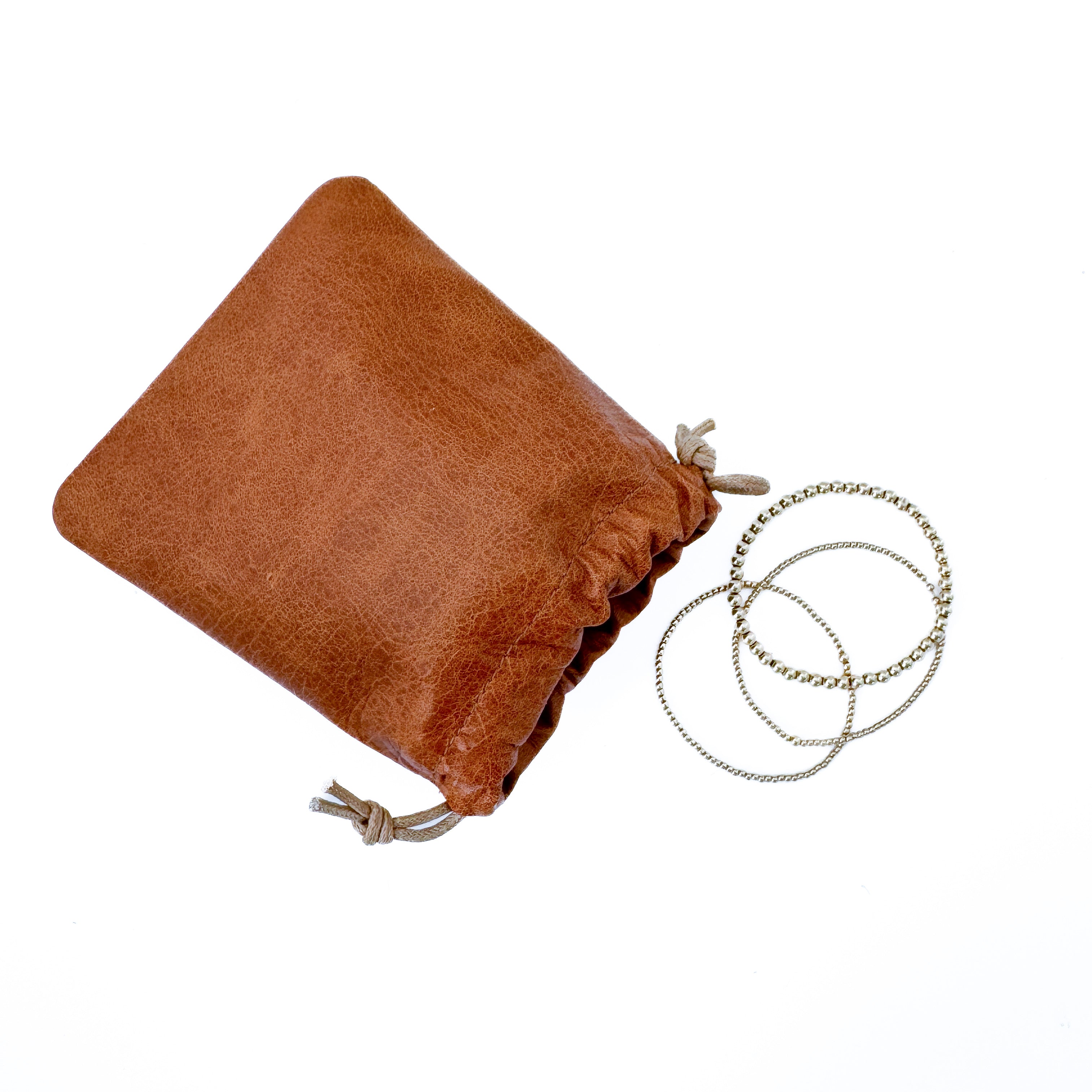 Flat Drawstring Pouch in Saddle Leather | K.Slade