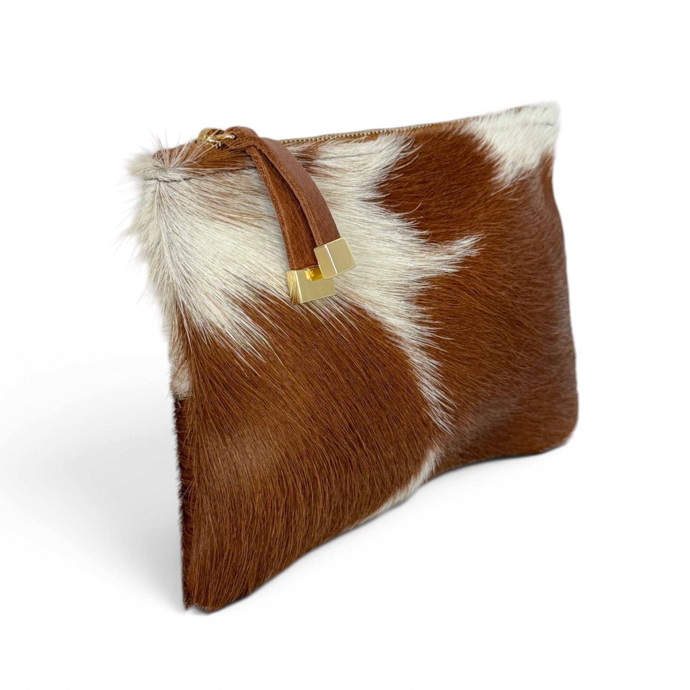 TIP POUCH | TAN and WHITE CALF HAIR - K.Slade