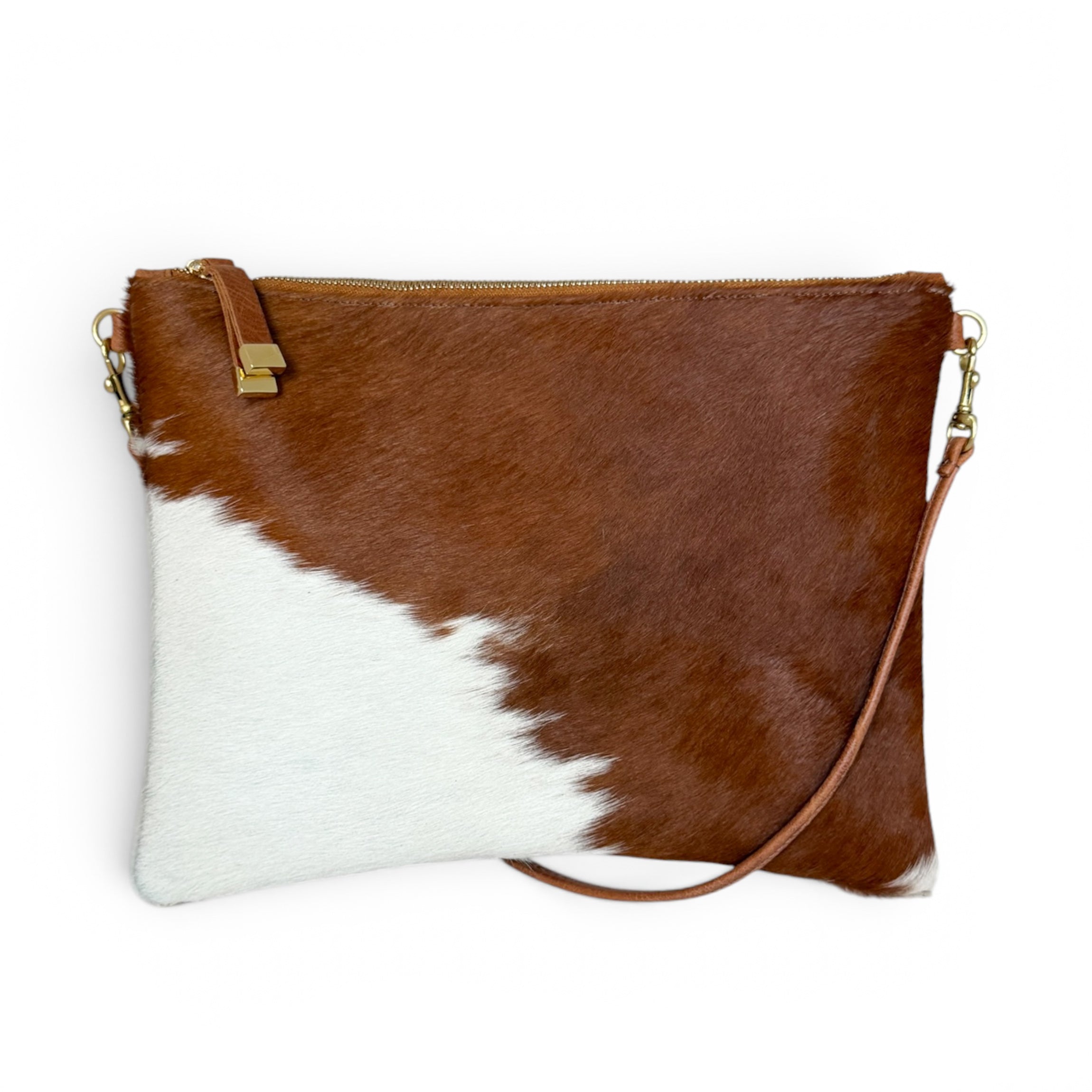 MADISON CROSSBODY | TAN and WHITE CALF HAIR