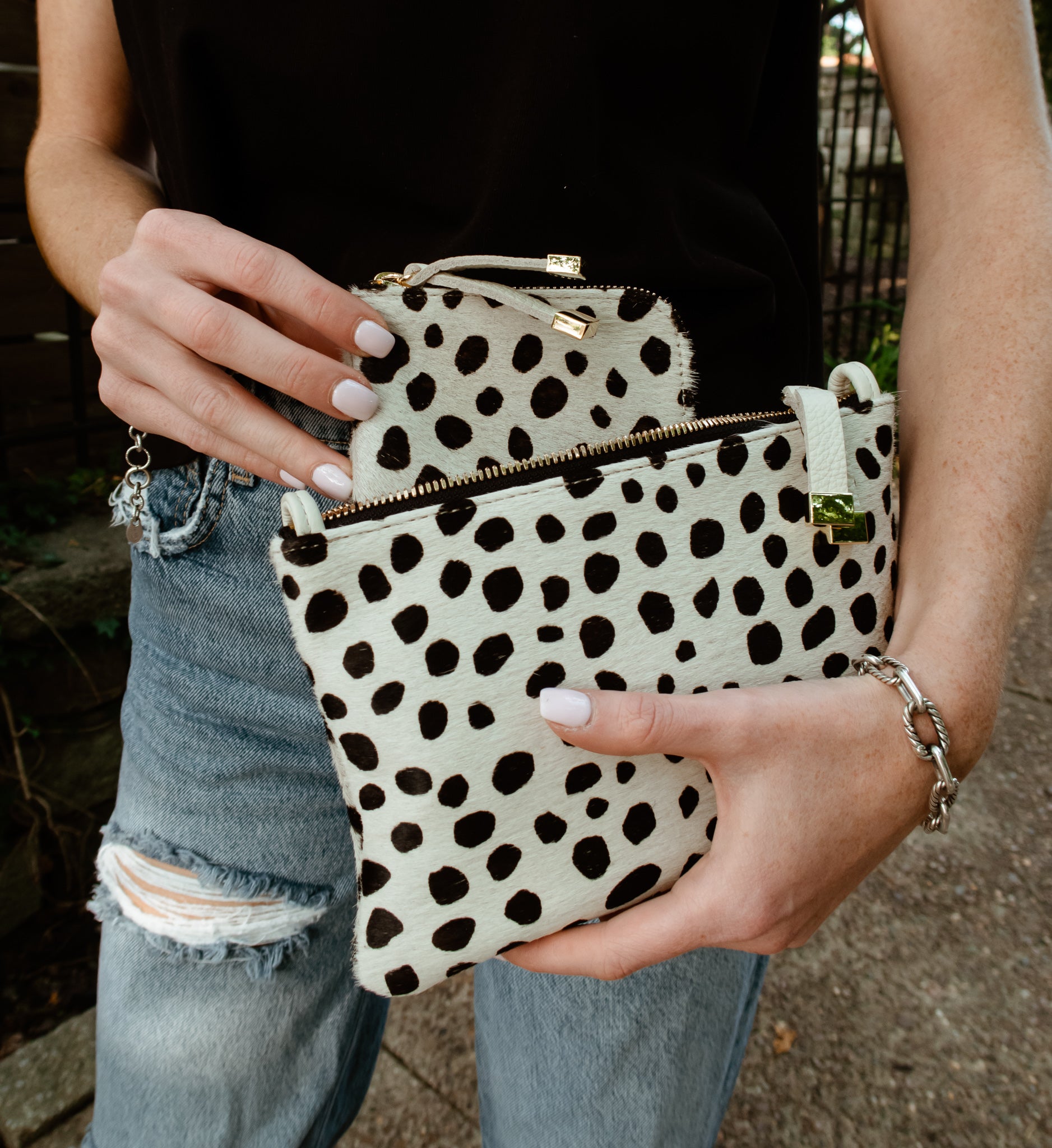 Zip Wallet | White and Black Spots