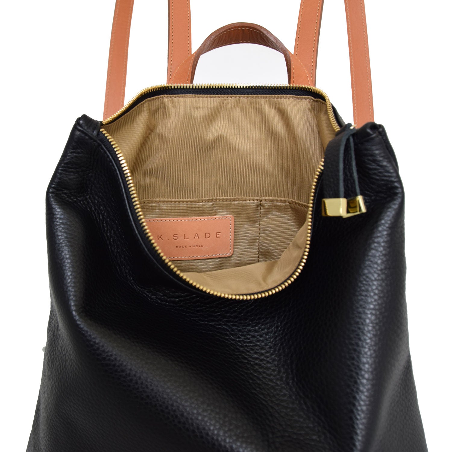 FRANNY BACKPACK | BLACK WITH TAN STRAPS - K.Slade