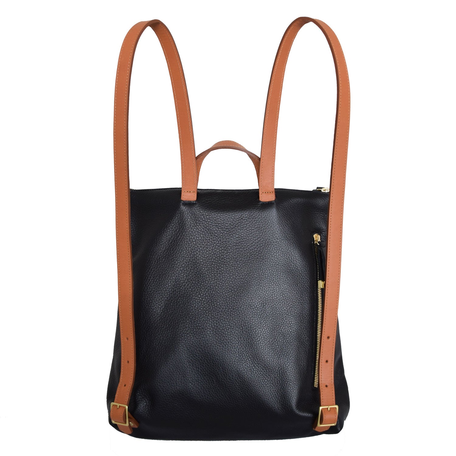 FRANNY BACKPACK | BLACK WITH TAN STRAPS - K.Slade