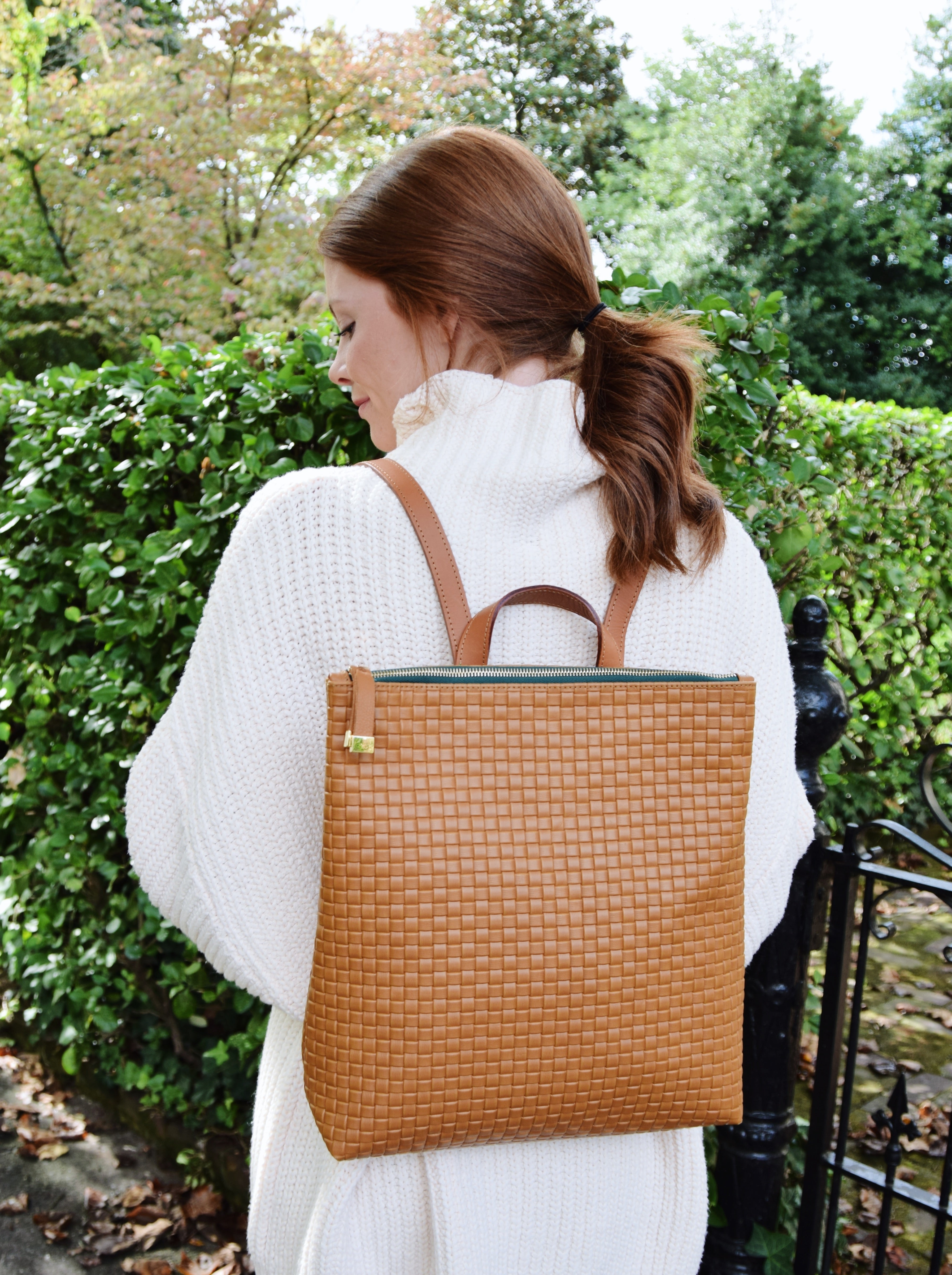FRANNY BACKPACK | TAN WEAVE/ MOSS ZIPPER - K.Slade