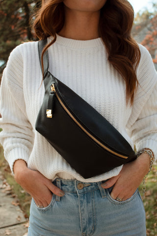 black crossbody fanny pack